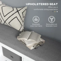 HOMCOM Shoe Storage Bench with Cushioned Seat, Entryway Bench Seat with 2 Cabinets and Adjustable Shelf for Hallway, White(m-4)