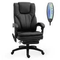 Vinsetto Office Chair High Back 6-Point Vibration Massage Reclining 360° Swivel Height Adjustable with Retractable Footrest(m-2)