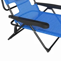 Outsunny Folding Lounge Chair w/ Reclining Back, Dark Blue(m-10)