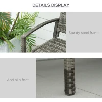 Outsunny Rattan Wicker Loveseat Garden Bench Hand Woven Portable Backyard Gray(m-6)