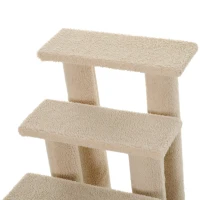 PawHut 25" 4-Step Multi-Level Carpeted Cat Scratching Post Pet Stairs, Cream White(m-7)