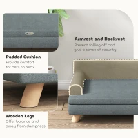 PawHut Elevated Dog Sofa Bed, Cat Couch with Cushion, Washable Cover, Wooden Legs, for Medium & Large Dogs, Dark Grey(m-6)
