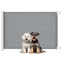 PawHut Retractable Pet Safety Barrier Gate, Flexible and Extensible for Stairways Doorways Hallways, Grey(m-13)