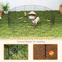 PawHut 24inch Foldable Metal Exercise Pet Playpen Yard Dog Puppy Kennel Cage 12 Panels(m-6)