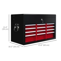 HOMCOM 6 Drawer 24" Portable Tool Box with Top Case, Ball Bearing Slides, Metal Tool Chest for Garage, Household and Warehouse(m-3)