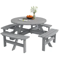 Outsunny 8 Seater Round Wooden Pub Bench & Picnic Table, Patio Dining Set for Outdoor Patio (Umbrella Not Included)(m-9)
