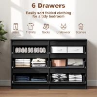 HOMCOM Wide Chest of Drawers, 6 Drawer Dresser for Bedroom, Living Room, Hallway, Modern Clothes Storage Organizer, Black(m-4)