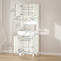HOMCOM 71"H Freestanding Kitchen Pantry, Buffet Cabinet with Hutch, Storage Cabinet with Drawer, Doors and Microwave Stand, White(m-3)