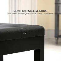HOMCOM Faux Leather Keyboard Bench, Piano Bench with Storage and Padded Cushion, Black(m-6)