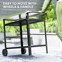 Outsunny BBQ Stand with Stainless Steel Top Adjustable Shelf, Outdoor BBQ Station with Hooks Seasoning Tray Towel Rack(m-7)