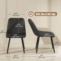 HOMCOM Dining Chairs Set of 4, Faux Leather Upholstered Kitchen Chairs with Metal Legs for Dining Room, Living Room, Black(m-3)