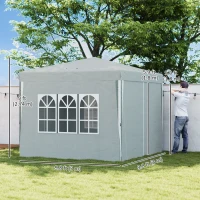 Outsunny 10' x 10' Pop-Up Canopy Tent with Sidewalls, Height-Adjustable, Carry Bag Included, for Outdoor, Garden, Patio, Light Grey(m-3)