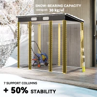 Outsunny 6' x 4' Galvanized Garden Storage Shed, Metal Outdoor Shed with Double Doors and 2 Vents, Teak(m-5)