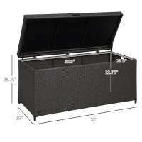 Outsunny Outdoor Storage Box with 118 Gallon Storage, Plastic Top Lid, Handles for Cushions, Pool Essentials, Garden Tools, Grey(m-3)