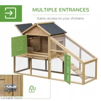 PawHut 69" Wooden Chicken Coop, Poultry Cage Hen House with Connecting Ramp, Tray, Ventilated Window and Nesting Box(m-7)