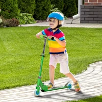 Qaba Snow Scooter, 2 in 1 Design Adjustable Height Scooter Snow Sled for Kids Aged Over 7 Years Old, Foldable Kids Sled Ski Scooter with Wheels Blades, Green(m-8)