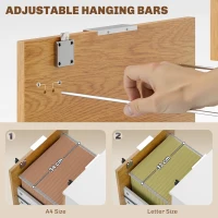 HOMCOM 2 Drawer Small Filing Cabinet Lockable Office Storage Cabinet with Hanging Bars for A4 Letter White Nature Wood(m-5)