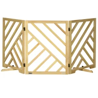 PawHut Foldable Gate with Ultra-Stable Feet, Medium & Small Dog Gate Freestanding with Two-Way Hinges, Wooden Dog Gate Dog Accessories(m-11)