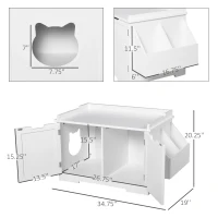 PawHut Wooden Cat Litter Box Enclosure, Hidden Cat Washroom, Kitten House with Nightstand End Table and Storage Rack Magnetic Doors, White(m-3)