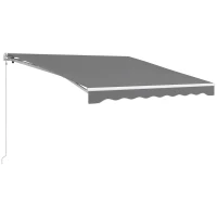 Outsunny 10'x8' Electric Retractable Awning with Remote Controller, Crank Handle, Aluminum Frame for Deck Balcony, Light Grey(m-9)