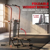Soozier Power Tower Pull Up Bar Station for Home Gym Training Workout Equipment With Sit Up Bench(m-5)