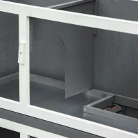 PawHut Wooden Bunny Rabbit Hutch, Small Animal Habitat with Ramp, Removable Tray & Weatherproof Roof, Indoor/Outdoor, Grey(m-9)