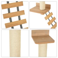 PawHut Wall Mounted Cat Tree with Scratching Post Condo Bridge Cat Climbing Shelves Furniture, Brown(m-9)