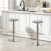 HOMCOM Steel Bar Stools Set of 2, Adjustable Counter Height Round Breakfast Barstools, Industrial Swivel Bar Chairs, Silver(m-1)