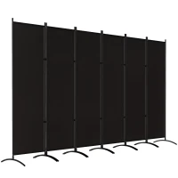 Outsunny 6 Panel Folding Room Divider, UV30+ Privacy Screen, Indoor Outdoor Privacy Panel with Stable Base, Black(m-9)