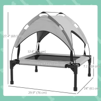 PawHut Raised Dog Bed Cooling Dog Cot w/ Canopy Washable Breathable Mesh, for Small and Medium Dogs, Light Grey(m-4)