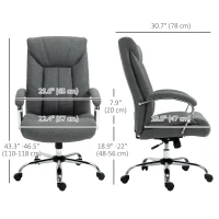Vinsetto High Back Swivel Office Chair Task Ergonomic Linen Fabric Computer Chair, with Arm, Adjustable Height, Grey(m-3)