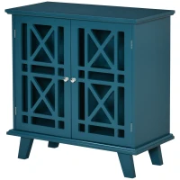 HOMCOM Storage Cabinet with Fretwork Doors and Shelf, Modern Freestanding Sideboard, Buffet, Blue(m-12)