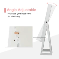 HOMCOM Jewellery Cabinet with Full-Length Mirror, Standing Jewelry Armoire with LED Light, White(m-7)