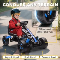 Qaba Kids Pedal Go Kart, Ride on Toy with Automatic Clutch, Brake, Non-Slip EVA Tires for Boys Girls 3-6 Years, Blue(m-6)
