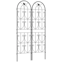 Outsunny Set of 2 Metal Garden Trellis, Decorative Trellis Panels, Bird Design, 180 x 50 cm, Black(m-9)