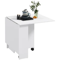 HOMCOM Folding Dining Table, 55" Drop Leaf Table for Small Spaces, Foldable Table with Storage Shelves for Kitchen, Dining Room, White(m-9)