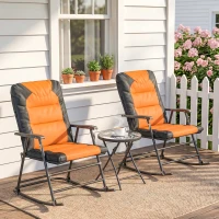 Outsunny 3-Piece Outdoor Foldable Rocking Chair Set, Orange(m-1)