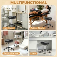 HOMCOM Ergonomic Saddle Stool with Wheels, Adjustable PU Leather Saddle Chair, 360° Swivel, NO Back Pain, Healthy Posture, Salon Chair for Massage Medical Home, Black(m-7)
