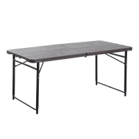 Outsunny 4ft Outdoor Folding Camping Table Height Adjustable Garden Backyards BBQ Party Picnic Table Coffee(m-11)
