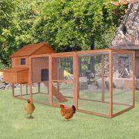 PawHut 144" Large Backyard Hen House Chicken Coop w/ Long Run(m-10)