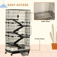 PawHut 6-tier Platform Rolling Small Animal Cage Rabbit Hutch Pet Play House with Platform, Ramp,Removable Tray. 4 universal wheels (Black) for Bunny Pet Mink Chinchilla(m-4)