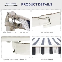 Outsunny 8' x 7' Retractable Awning, Patio Awnings, Sunshade Shelter with 280 g/m² UV & Water-Resistant Fabric and Aluminum Frame for Deck, Balcony, Yard, Blue and White(m-7)