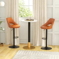 HOMCOM High Top Bar Table, Modern Round Dining Table with Faux-marbled Top and Gold Base, Bistro Table for 2 People, White(m-1)