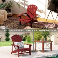 Outsunny Wood Adirondack Chair, Outdoor Patio Muskoka Chair with Slatted Design for Deck, Garden, Backyard, Fire Pit, Red(m-4)