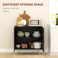 HOMCOM Modern Kitchen Storage Cabinet, Sideboard Buffet Cabinet with Adjustable Shelves and Metal Legs for Kitchen, Black(m-12)