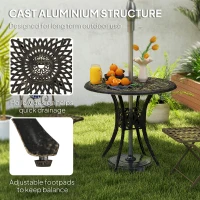 Outsunny 30-inch Round Patio Dining Table with Umbrella Hole Cast Aluminium Outdoor Bistro Table, Brown(m-4)