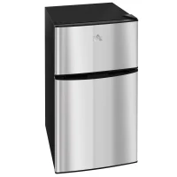HOMCOM 3.2 Cu Ft Compact Refrigerator, Mini Fridge with Freezer, Adjustable Shelves and Reversible Doors for Bedroom, Silver(m-2)