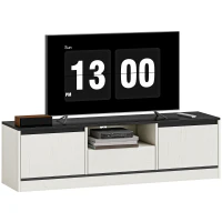 HOMCOM TV Stand for 55-60 Inch TV,  Entertainment Center w/ Cabinets, Shelf, Drawer and Cable Management for Living Room, White(m-12)