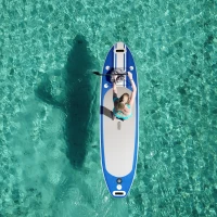 Soozier Inflatable Paddle Board, 120'' x 30" x 6" Stand Up Paddle Board Lightweight & Foldable w/ ISUP Accessories & Carry Bag, Aluminum Paddle, Fix Accessories Set, Air Pump, Leash(m-8)