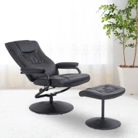 HOMCOM Ergonomic Faux Leather Lounge Armchair Recliner And Ottoman Set - Black(m-8)